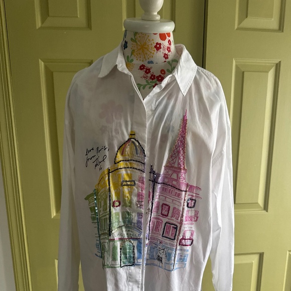 Karl Lagerfeld Color Scene Poplin Button-Down Shirt Size M - Picture 4 of 4